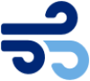 Blue icon of wind